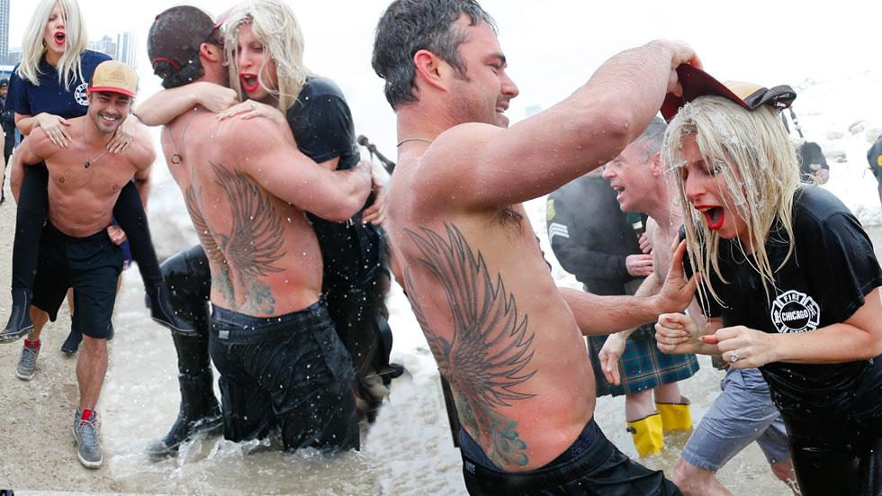 Lady Gaga & Taylor Kinney Take Polar Plunge