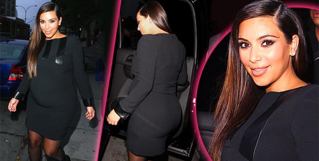 //kim k black dress preggo