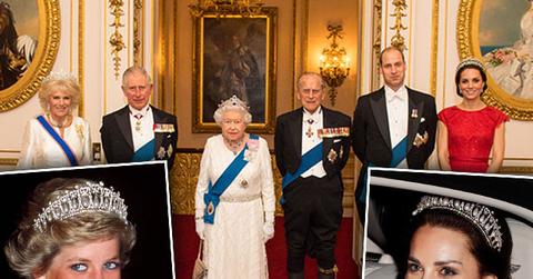 //kate middleton red dress tiara princess diana pp