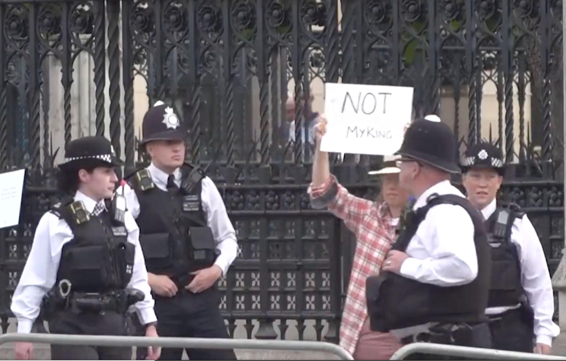 not my king anti monarchy protesters arrested for breach of peace