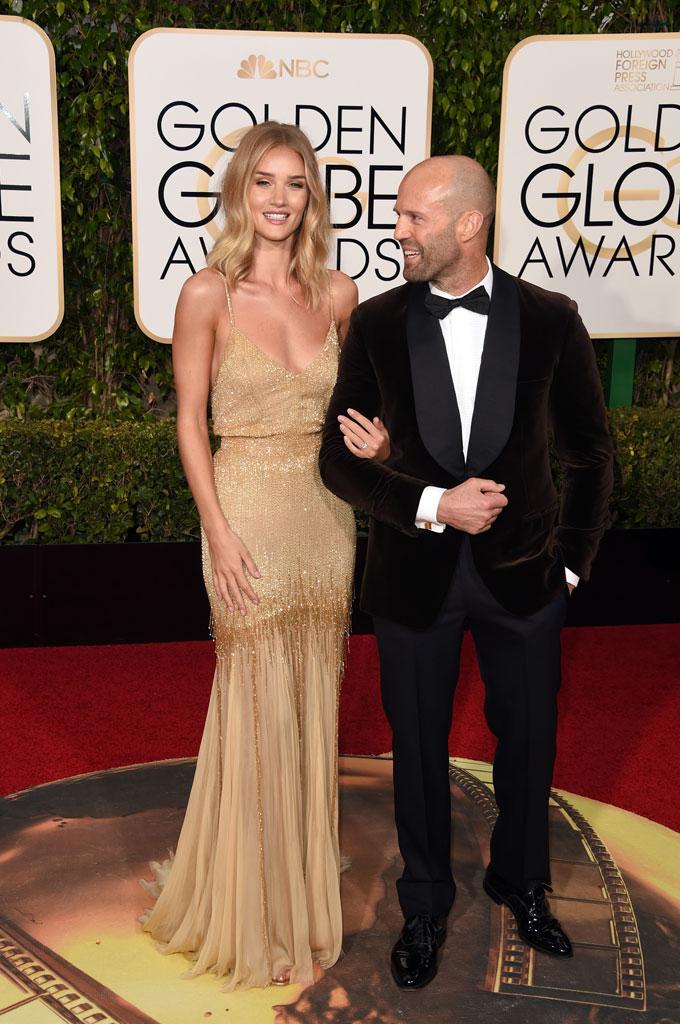 Rosie Huntington-Whiteley Jason Statham Engaged Ring Golden Globes Red Carpet