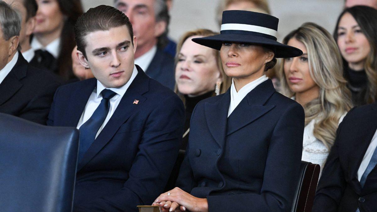A photo of Barron and Melania Trump