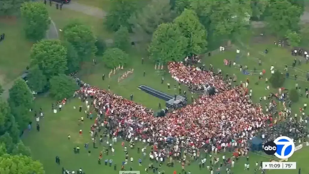 donald trumps bronx rally crowd size exposed overhead view protesters