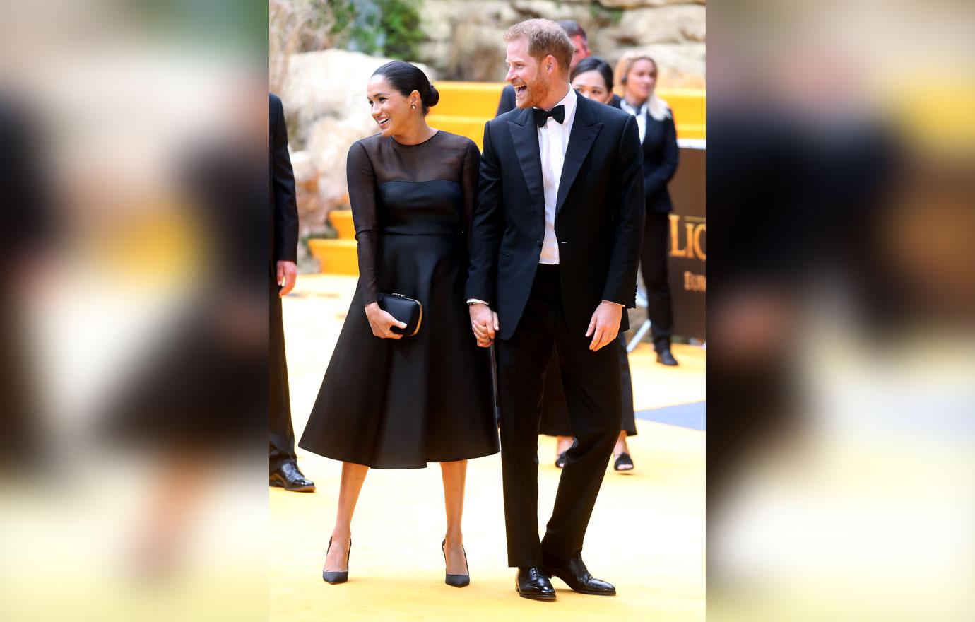 Prince Harry, Duke of Sussex and Meghan, Duchess of Sussex attend "The Lion King" European Premiere at Leicester Square on July 14, 2019 in London, England.