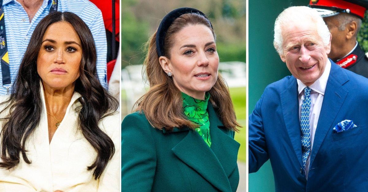 Composite photo of Meghan Markle, Kate Middleton and King Charles