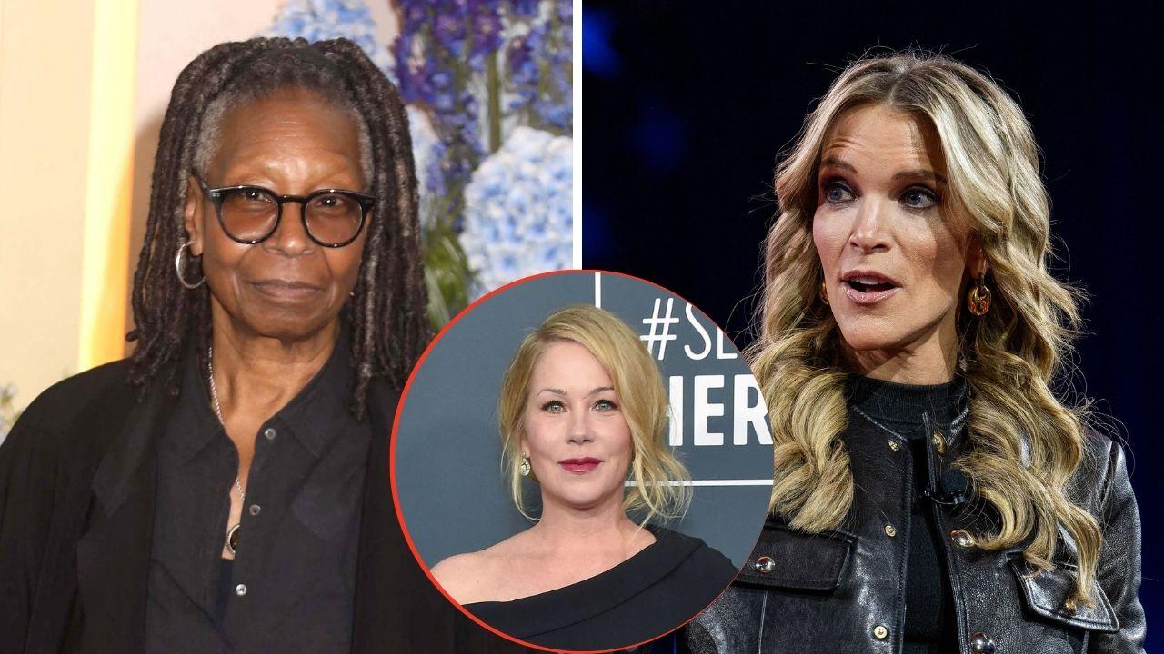Split image of Whoopi Goldberg, Christina Applegate, and Megyn Kelly
