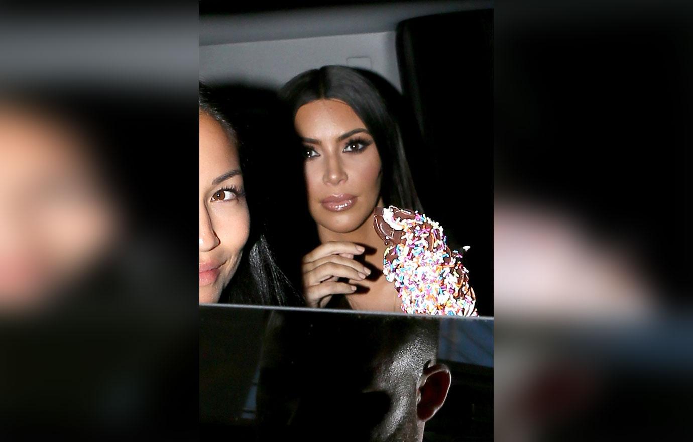 Kim Kardashian Gets Ice Cream Treat After Being A Make Up Model