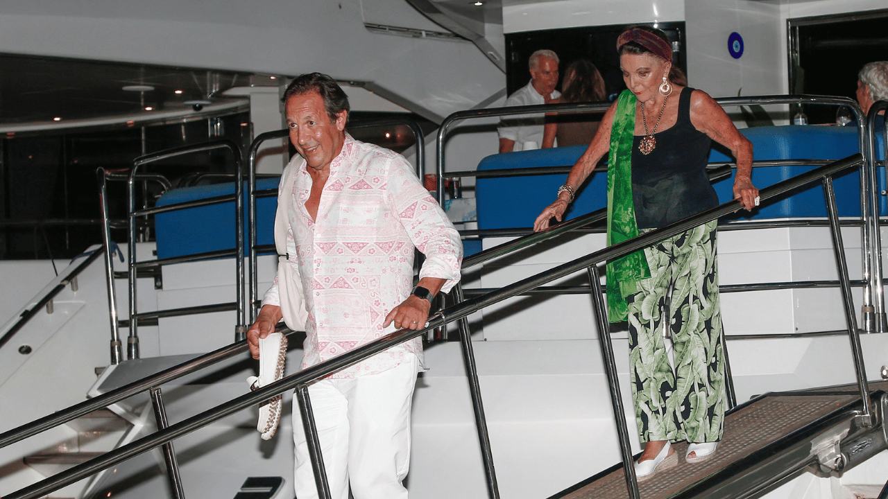 Percy Gibson was all smiles on the yacht.