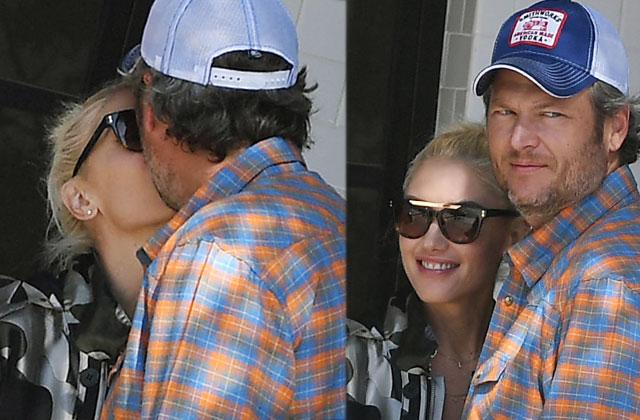 Blake Shelton Gwen Stefani Engaged PDA Kissing Patio Cafe Pics