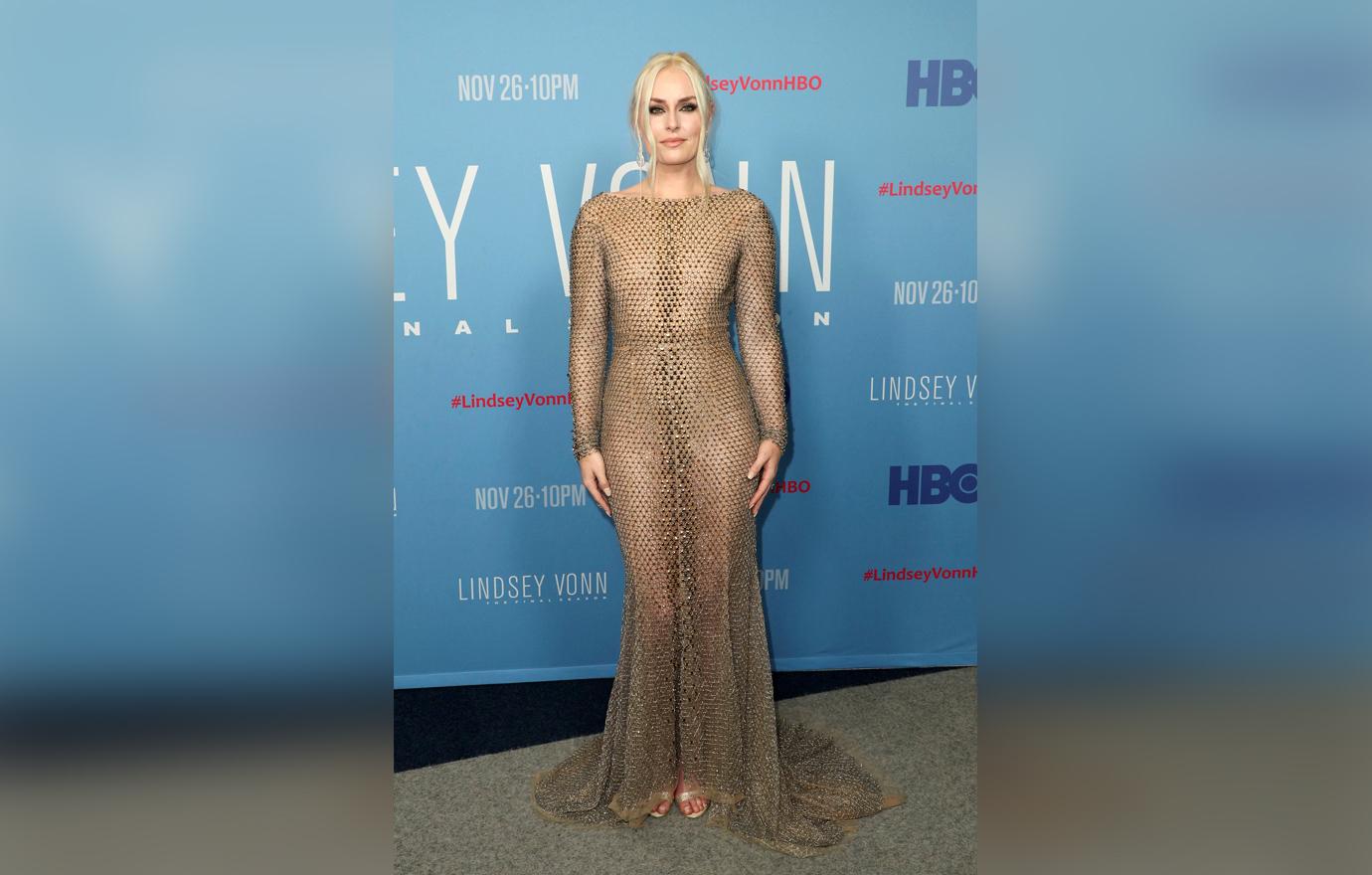 Lindsey Vonn, Dons See-Through Dress At Film Premiere