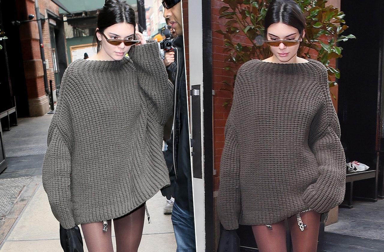 Kendall + Kylie Inside Out Sweater Black