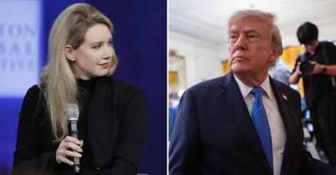 A photo of Elizabeth Holmes alongside a photo of Donald Trump