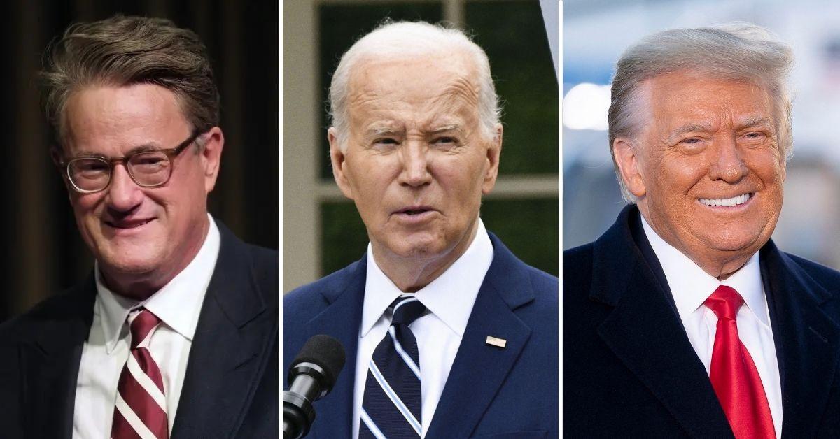 Composite of 'Morning Joe' host Joe Scarborough, President Joe Biden, and Donald Trump