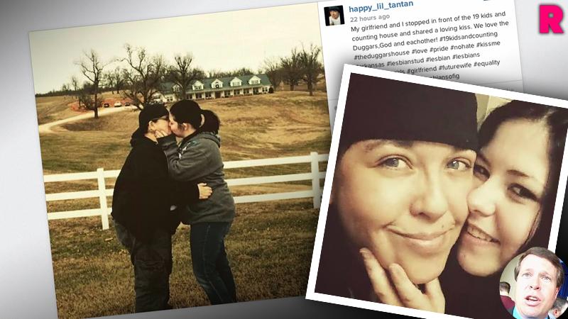Jim Bobs Nightmare! Lesbian Couple Takes Kissing Photo In Duggars Front Yard picture photo pic