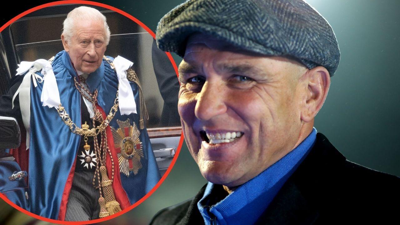 Split photos of Vinnie Jones and King Charles
