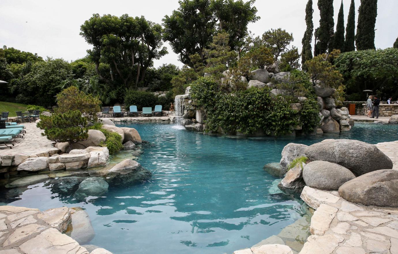 A photo of the iconic grotto where many a party occurred at the Playboy mansion.