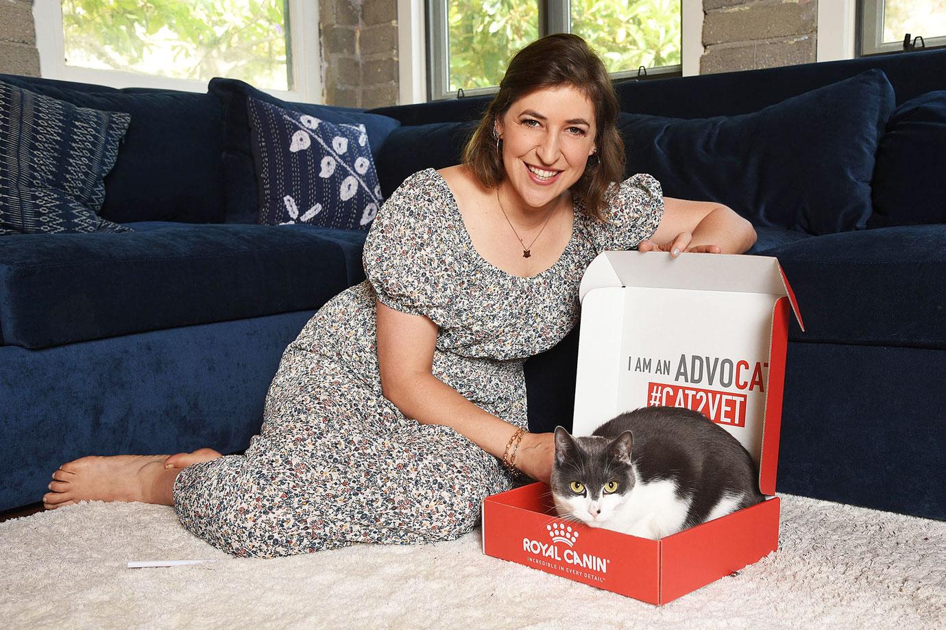 Mayim Bialik and her cat Addie