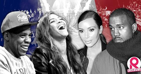 //jay z beyonce talk behind kanye west kim kardashian back circus goes to paris wide