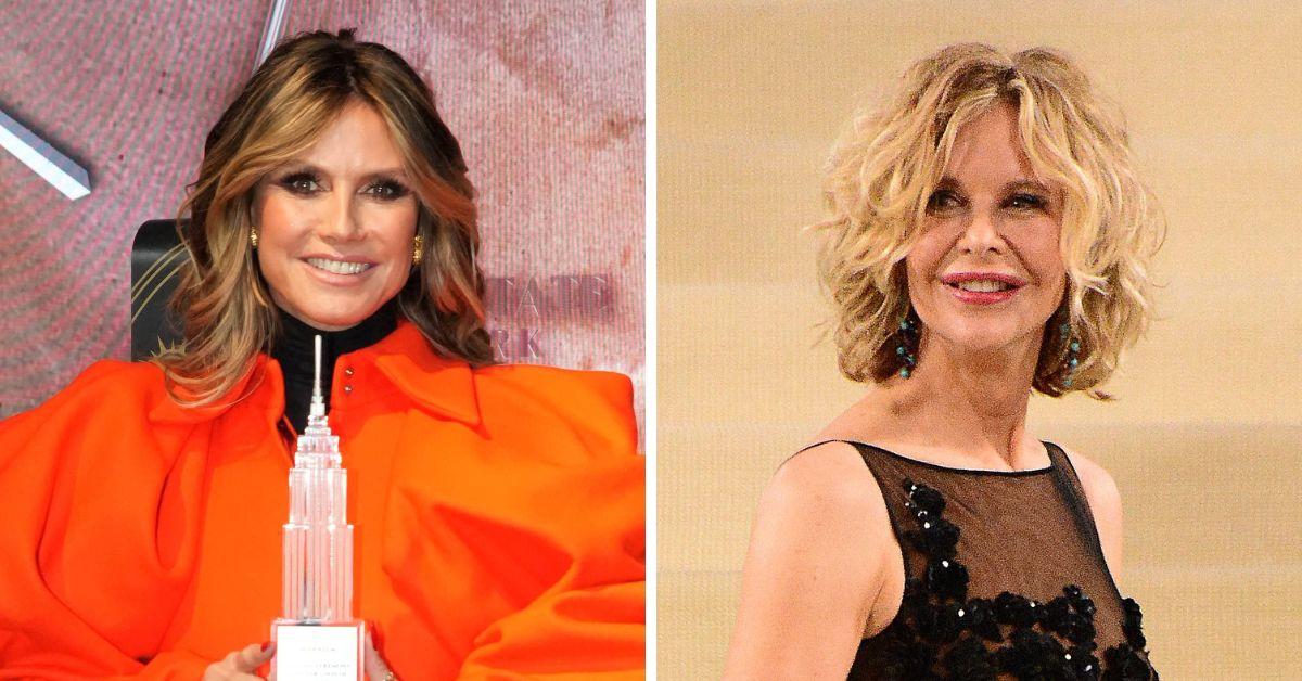 Split photo of Heidi Klum, Meg Ryan