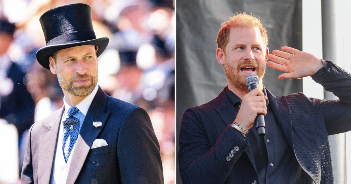 Split photo of Prince William, Prince Harry