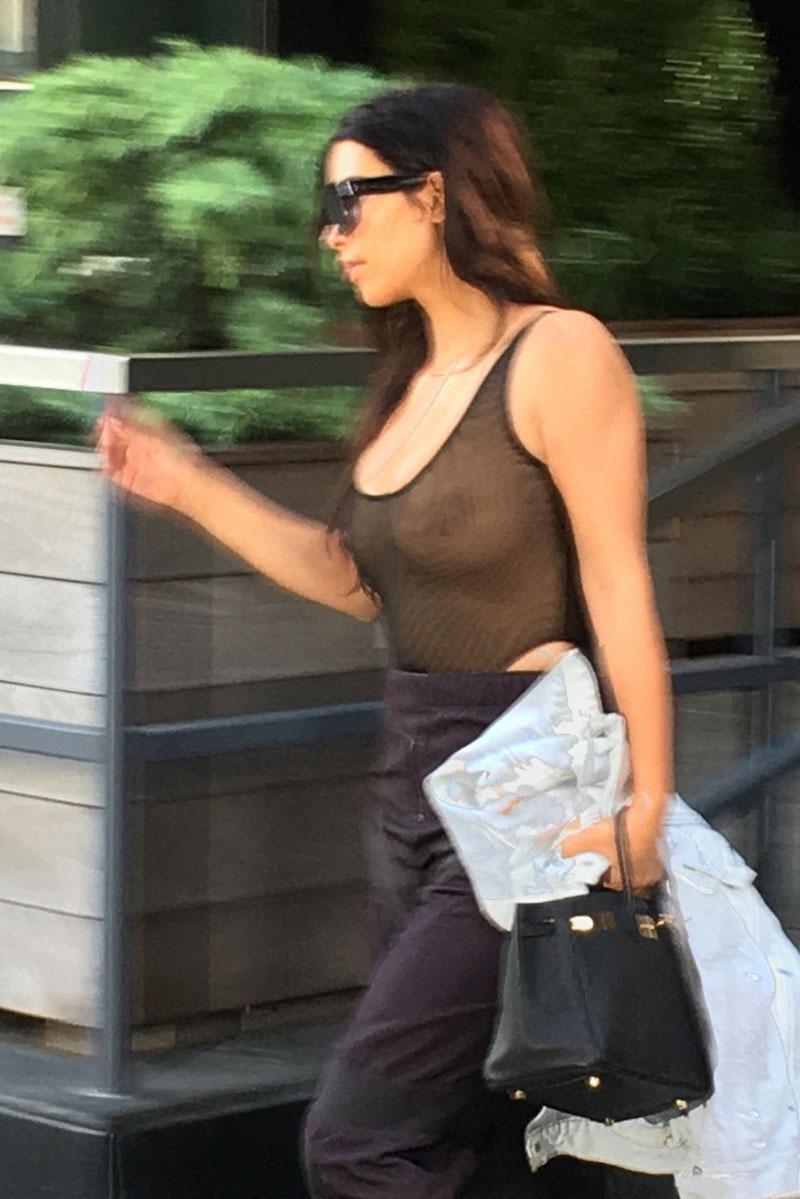 Kim Kardashian Nipples Boobs No Bra Photos -- Kanye West Yeezy