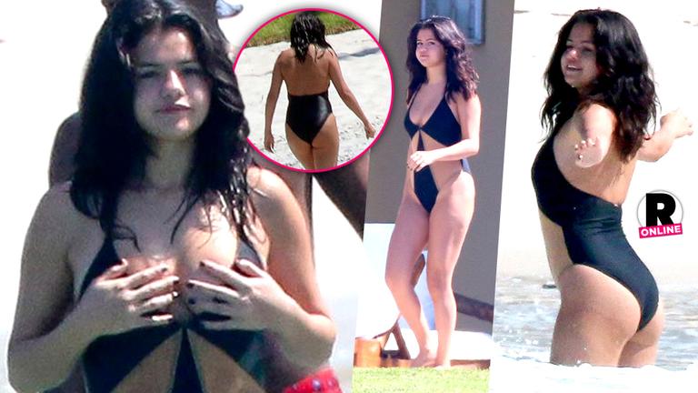 Wet Wild Selena Gomez Flaunts Her Butt Boobs In Odd Bathing Suit 