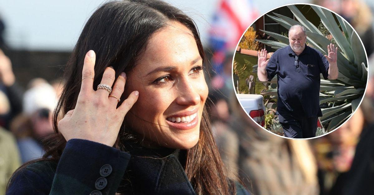 Photo of Meghan Markle with photo insert of Thomas Markle
