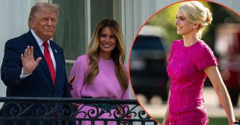 A photo of Donald Trump and Melania Trump alongside a photo of Natalie Harp