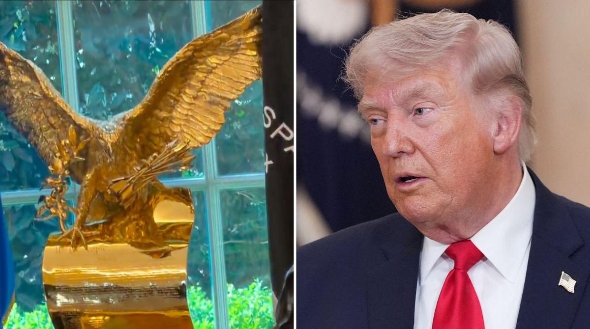 Donald Trump Adds Massive Gold Eagle To Oval Office