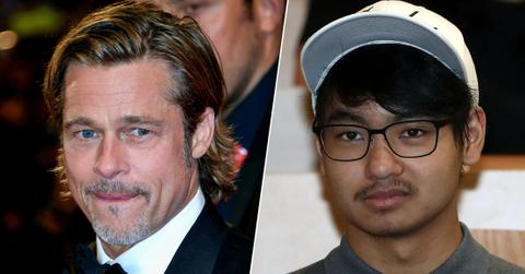 Brad Pitt Looking Estranged with Inset of Son Maddox Jolie-Pitt Looking Serious