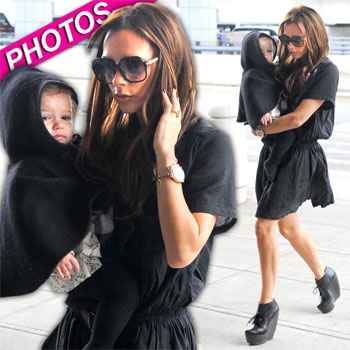 Little Black Riding Hood! Victoria Beckham And Harper Fly High On The ...