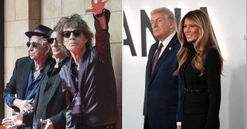 Split photo of The Rolling Stones, Donald and Melania Trump
