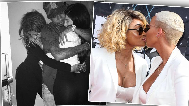 Blac Chyna and Amber Rose demonstrate cleavage enhancing black bra