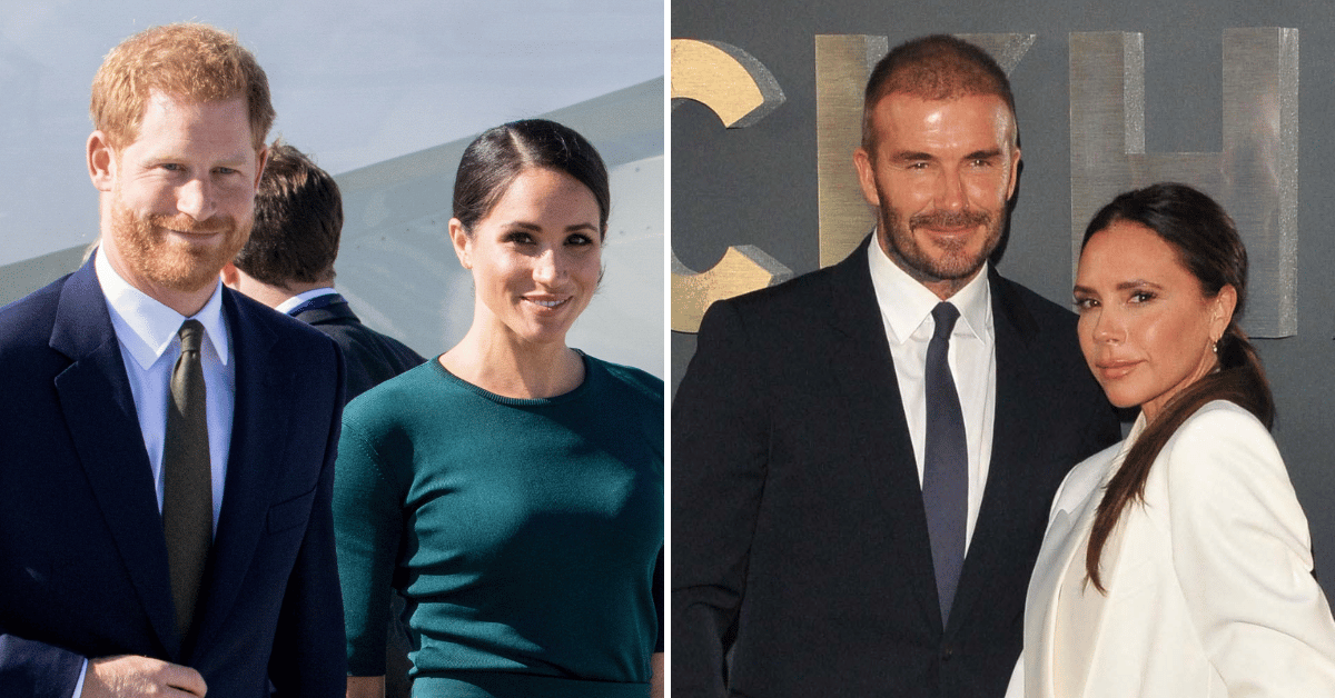 Composite photo of Prince Harry, Meghan Markle, David Beckham, Victoria Beckham