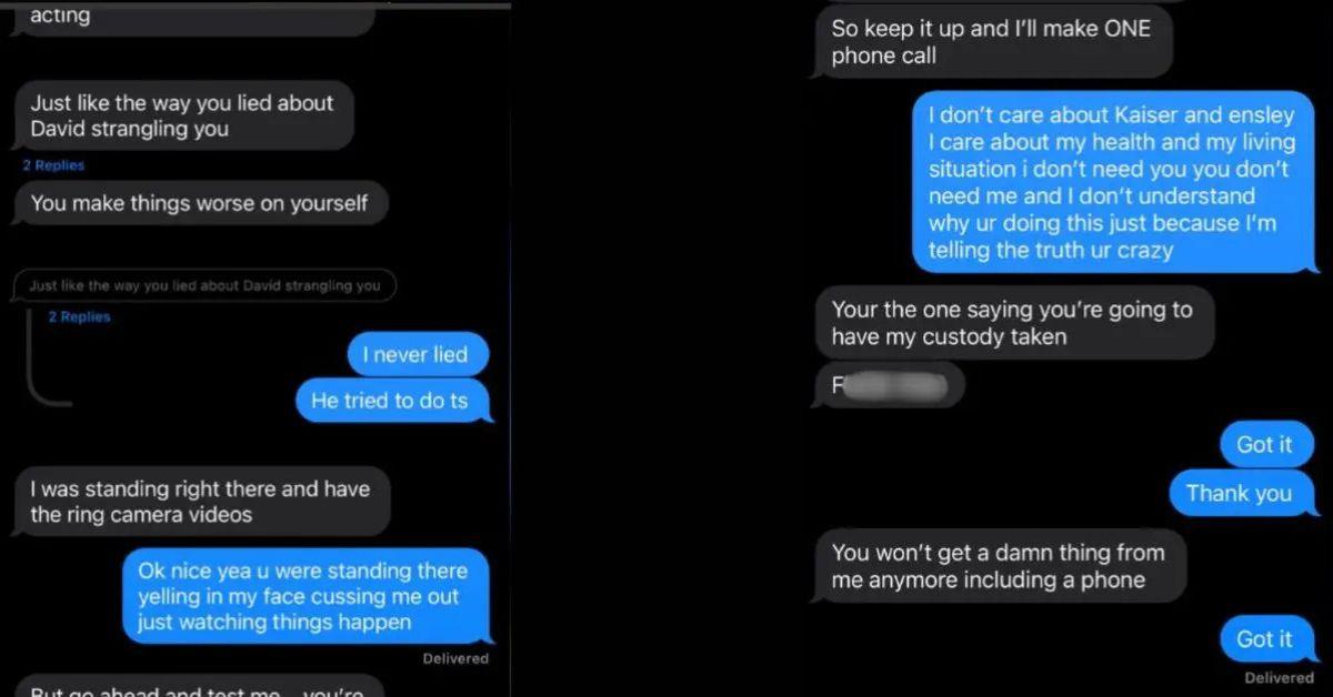 Photo of Jace Evans' texts with Jenelle Evans
