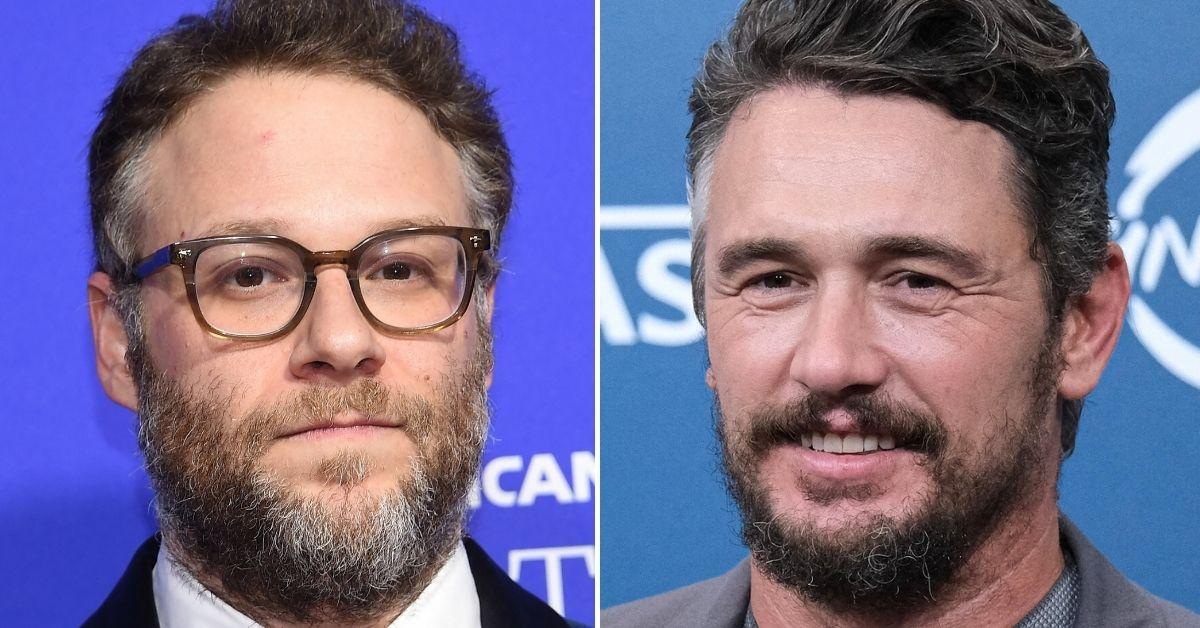 Split photo of Seth Rogen and James Franco.