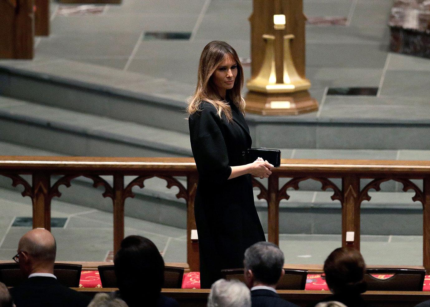 //barbara bush funeral attended by clintons obamas melania trump