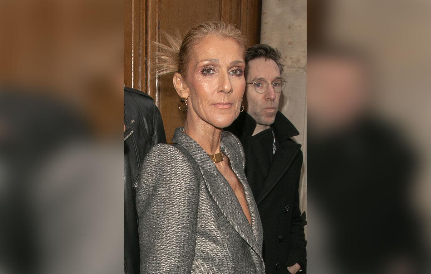 Celine Dion Scary Skinny Grey Suit Paris