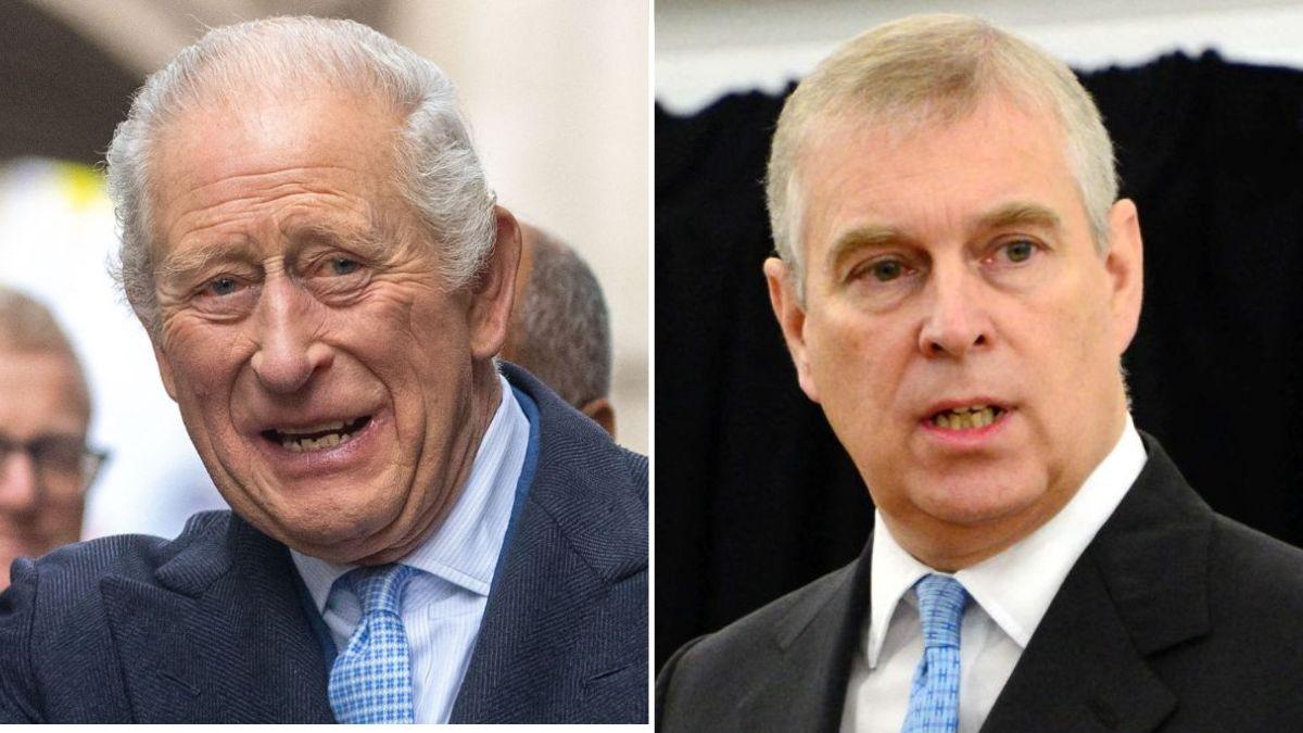 split image of King Charles and Andrew Windsor