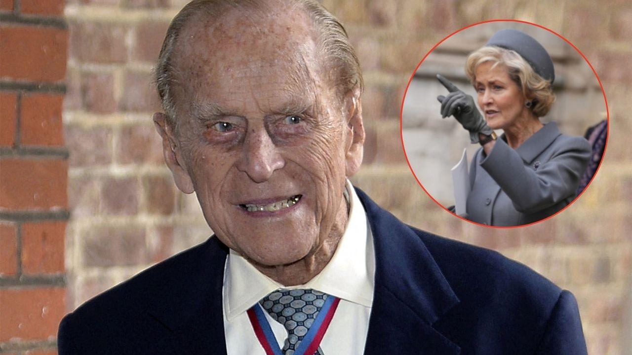 Split photo of Penelope Knatchbull and Prince Philip
