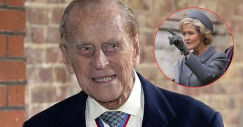 Split photo of Penelope Knatchbull and Prince Philip