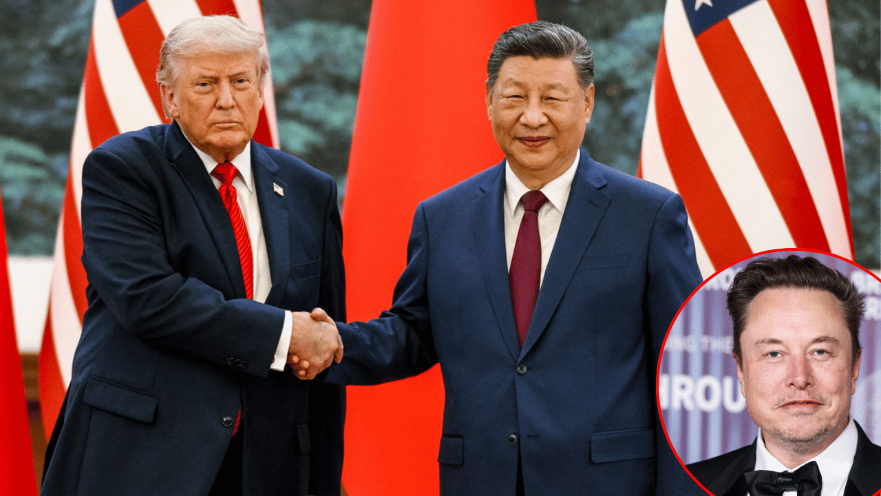 Photo of Donald Trump; Xi Jinping;Elon Musk