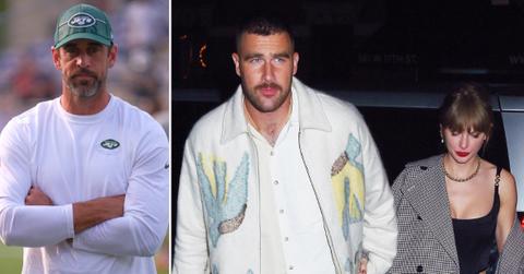 nfl star aaron rodgers roasting travis kelce convinced dating taylor swift clout pp