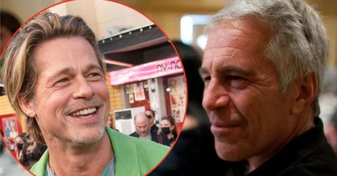 Split photos of Jeffrey Epstein and Brad Pitt