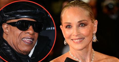 Split photo of Stevie Wonder and Sharon Stone