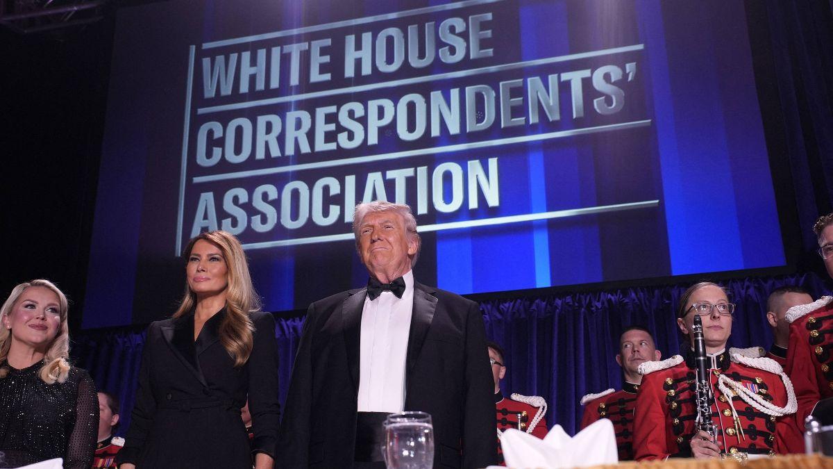 A photo of Karoline Leavitt, Melania Trump, and Donald Trump