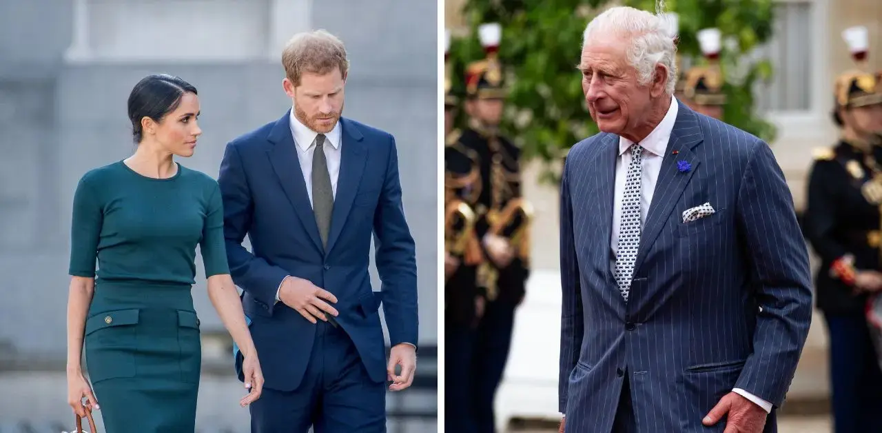 Split photos of Meghan Markle, Prince Harry and King Charles