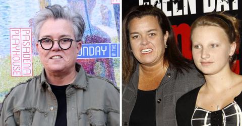 Split photo of Rosie O'Donnell and Rosie and her daughter.