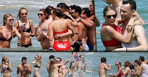 Tom Hiddleston Meets Taylor Swift's Bikini-Clad Squad -- Photos