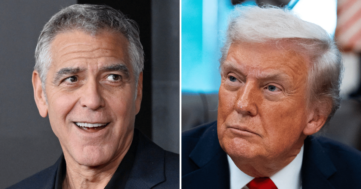 Split photo of Donald Trump and George Clooney